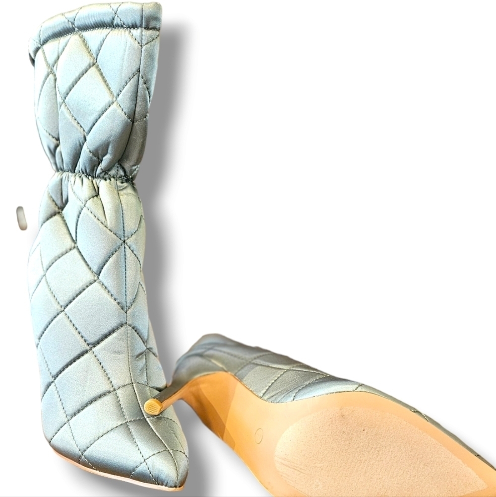 Women's satin quilted ankle boots - Picture 2 of 4